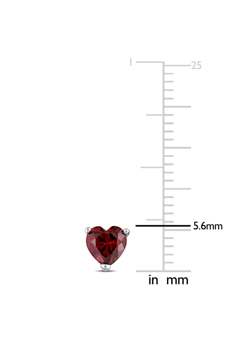 Color Zirconia Heart Stud Earrings, Alternate, color, Garnet Red CZ