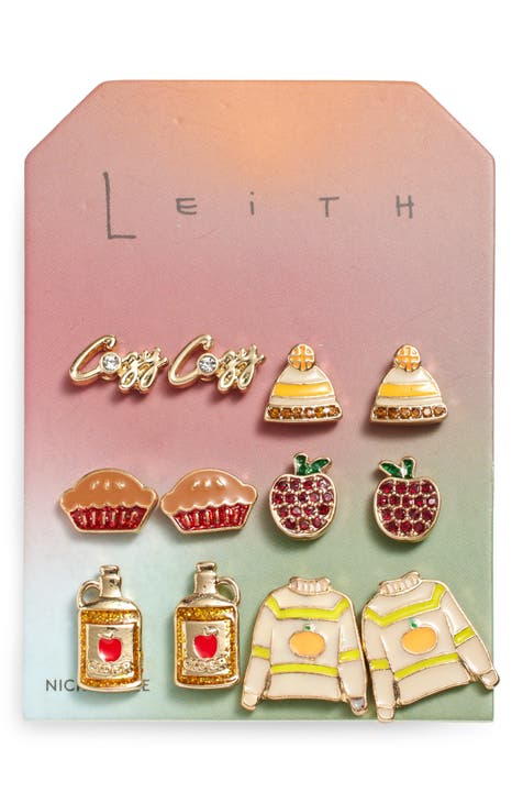 6-Pack Apple Cider Assorted Stud Earrings