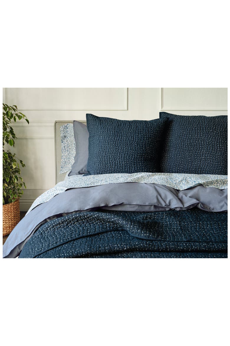 Pebbled Handstitched Organic Cotton Quilt, Alternate, color, MIDNIGHT INDIGO