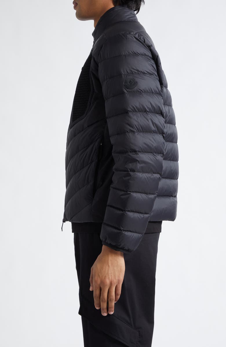 Moncler Mackinac Diagonal Quilted Down Moto Jacket, Alternate, color, Black