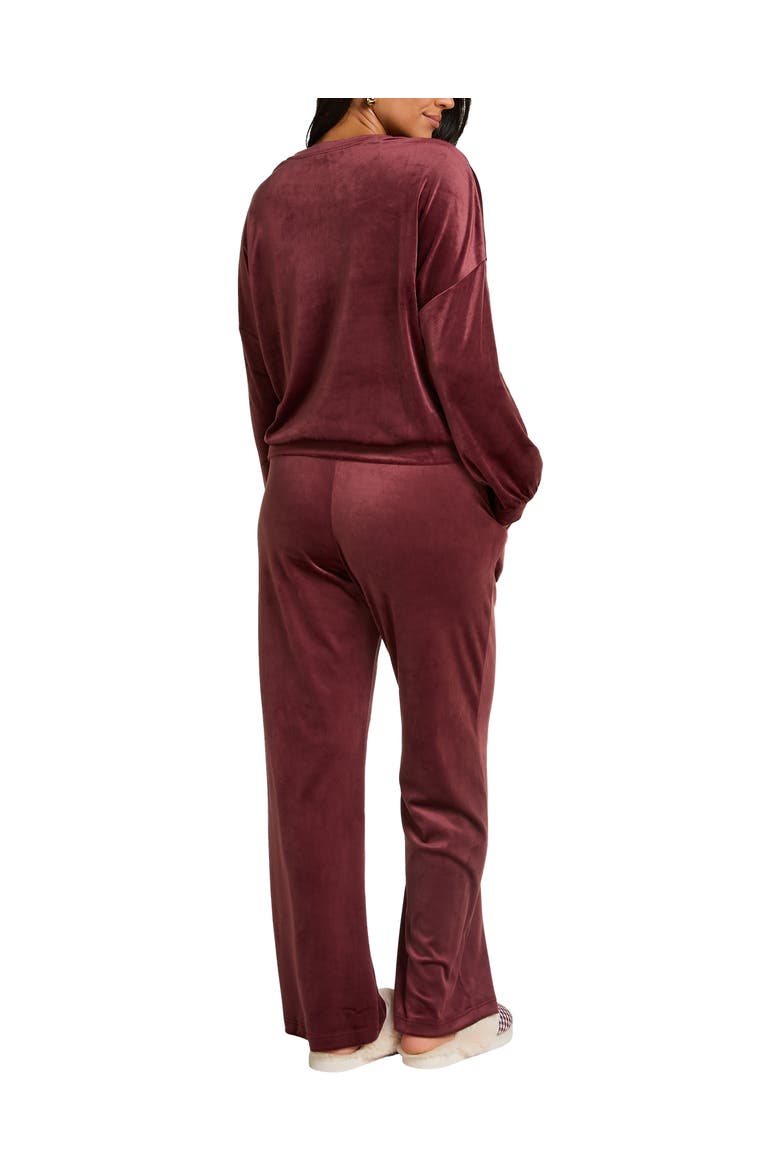 Velvet Long-Sleeve Pyjama Set, Alternate, color, Red Mahogany