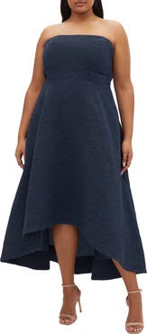City Chic Tess Jacquard High-Low Maxi Cocktail Dress