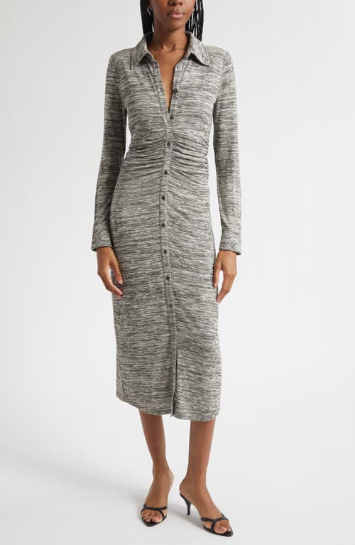 Ramy Brook Rachelle Metallic Long Sleeve Knit Midi Dress In Gray