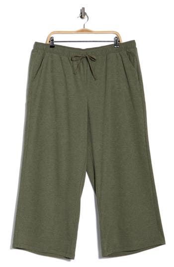 Max Studio Drawstring Waist Wide Leg Pants In Green