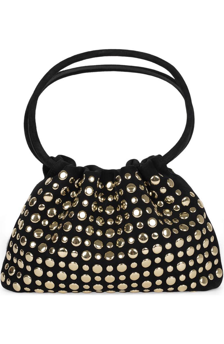 Jeffrey Campbell Lil-Brat Leather Handbag, Main, color, Black Suede Gold