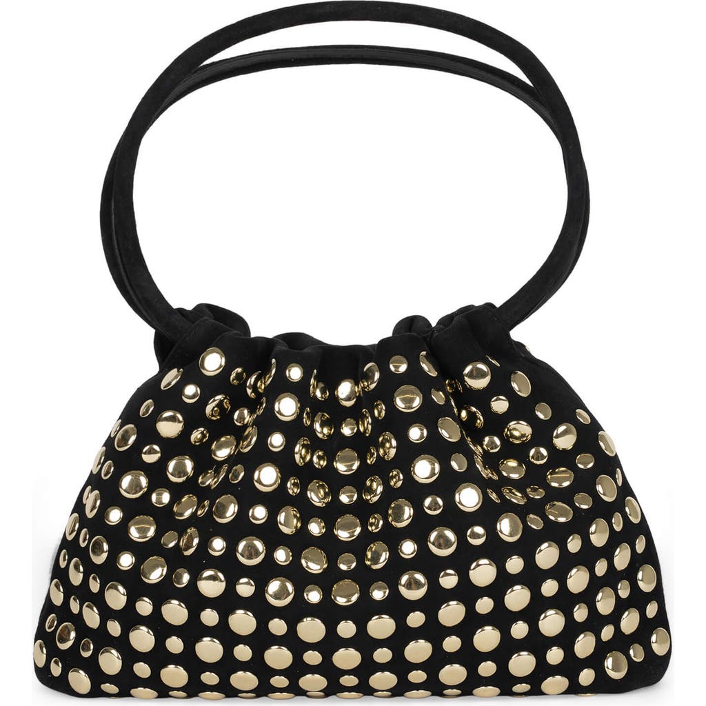 Jeffrey Campbell Lil-brat Leather Handbag In Black Suede Gold