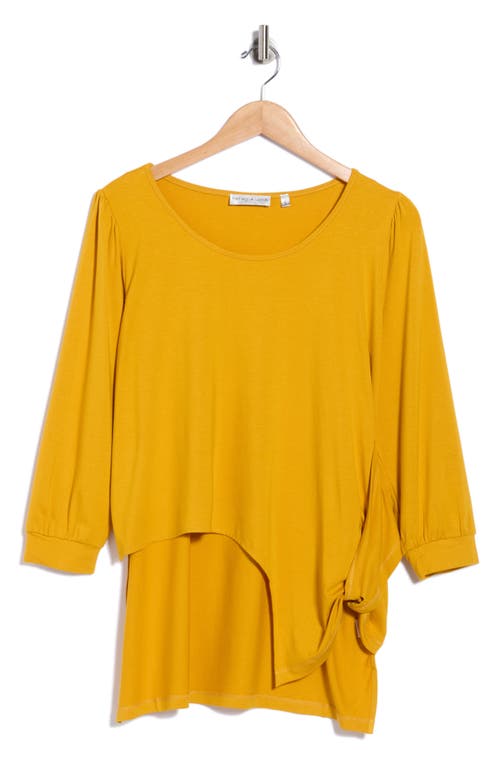 Patrizia Luca Side Knot Three-quarter Sleeve Top In Gold
