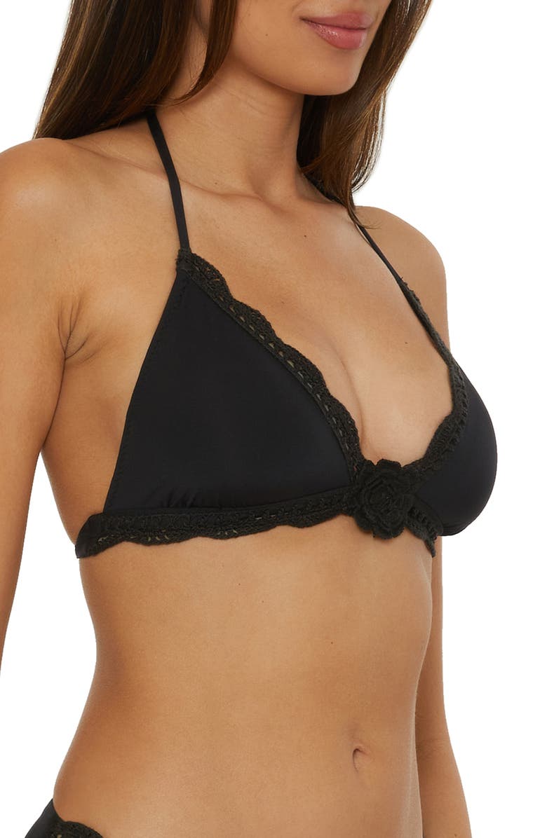 Becca Colette Banded Halter Bikini Top, Alternate, color, Black