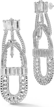CHLOE AND MADISON Cubic Zirconia Tiered Chain Drop Earrings