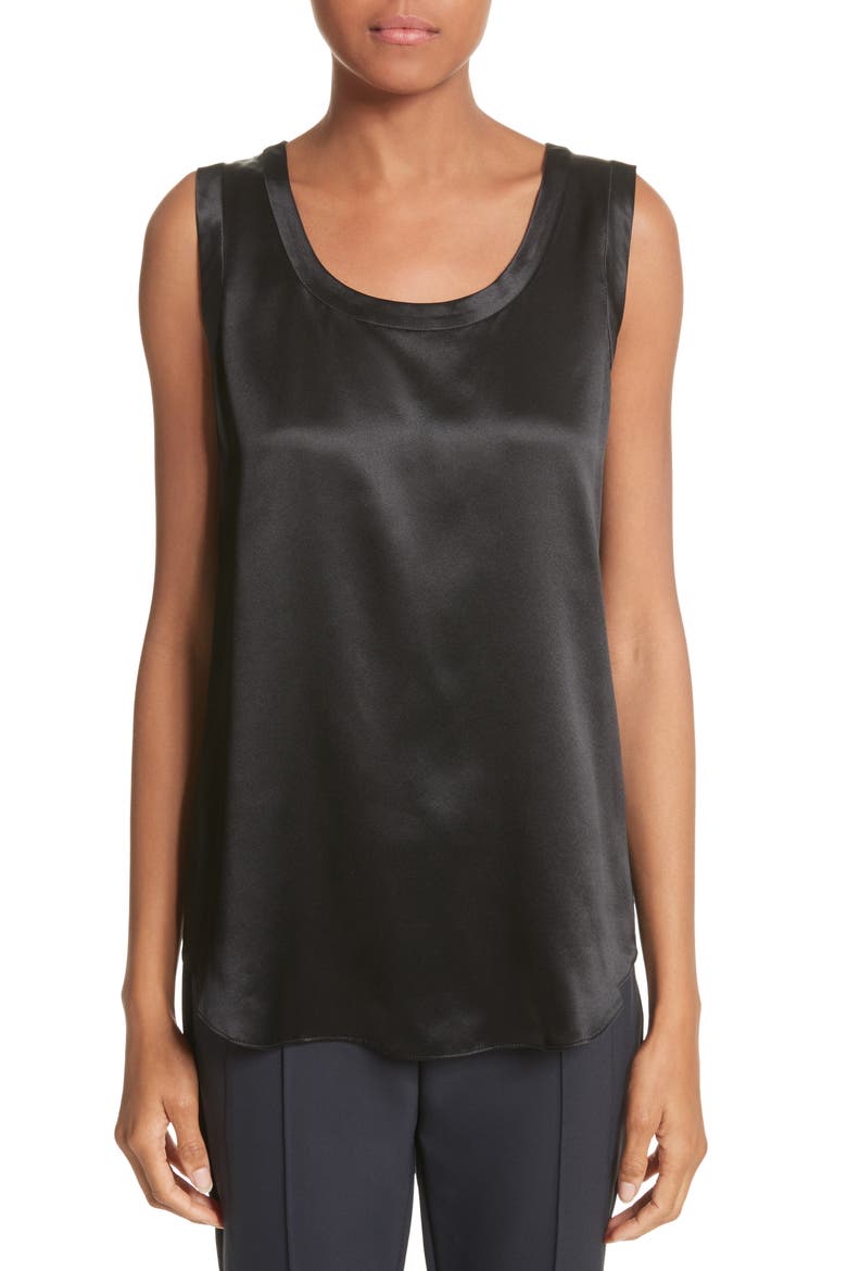 Perla Reversible Silk Blouse, Main, color, BLACK