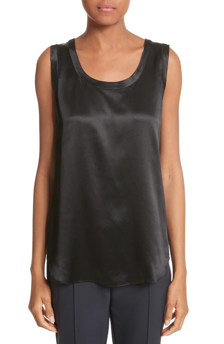 Lafayette 148 New York Perla Reversible Silk Blouse, Main, color, Black