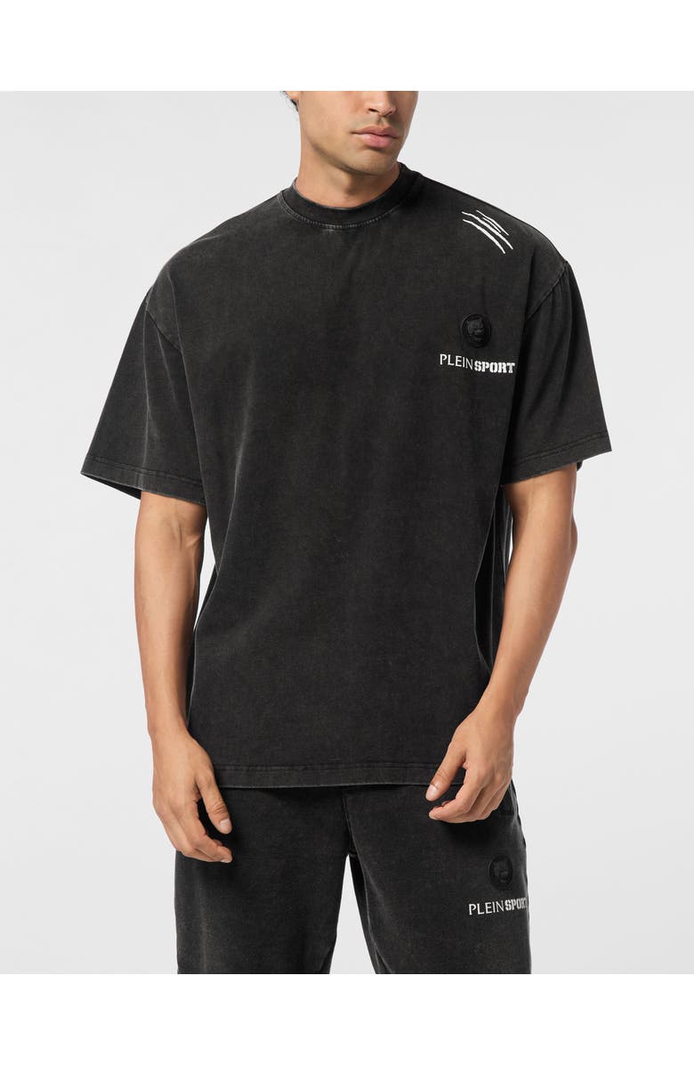 PLEIN SPORT Cotton Round Neck T-Shirt Cold Dye, Main, color, Black