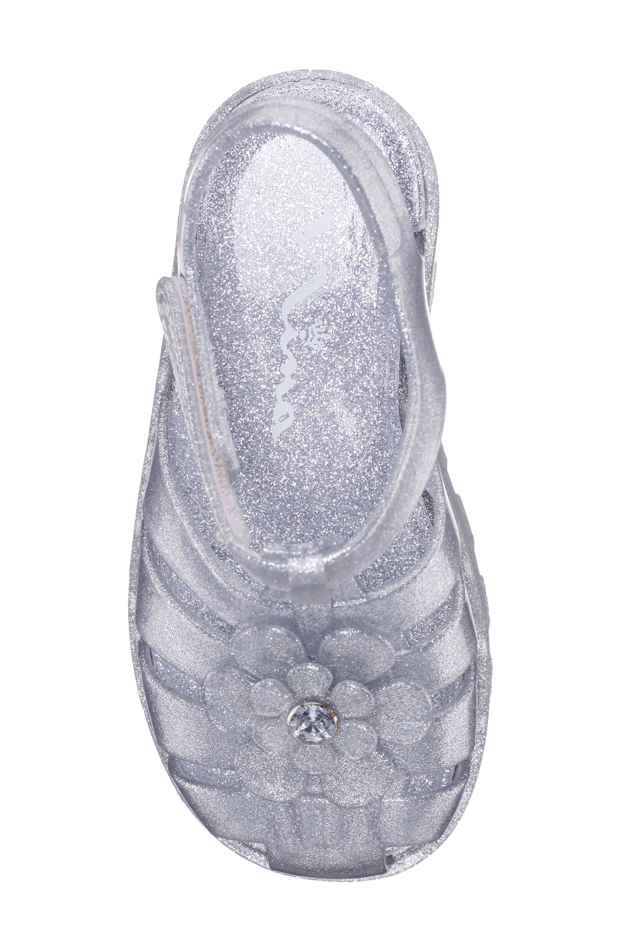 Nina Kids' Waterproof Jelly Fisherman Sandal, Alternate, color, Silver Glitter Jelly