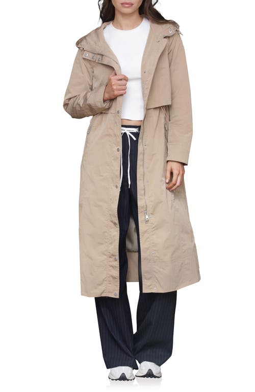 Avec Les Filles Hooded Long Coat In Brown