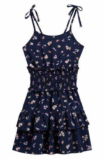 Ava & Yelly Kids' Floral Print Tiered Dress