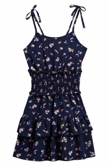 Ava & Yelly Kids' Floral Print Tiered Dress