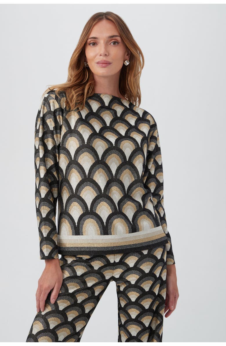 Trina Turk Minato Top - Metallic Art Deco Knit, Main, color, Multi