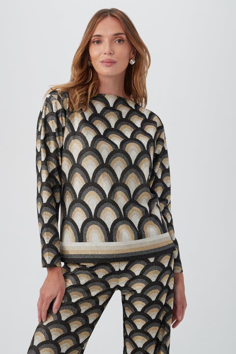 Minato Printed Knit Jacquard Long Sleeve Top