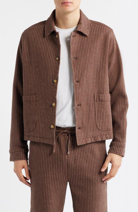 Sorrento Pinstripe Cotton & Linen Button-Up Overshirt