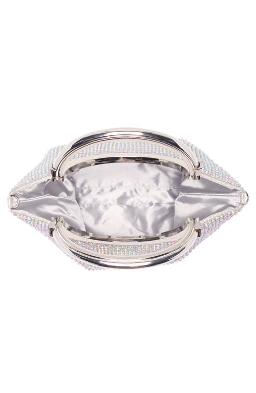 Jessica Mcclintock Zinia Crystal Mesh Ring Top Handle Bag In Irridescent Silver