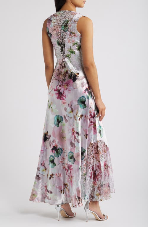 Shop Komarov Lace-up Back Maxi Dress In Blush Plumes