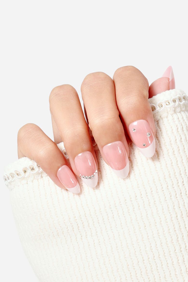 French But Make It Fabulous Short Almond Press on Nails, Main, color, Pink