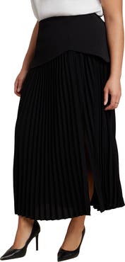ELOQUII Mixed Media Pleated Skirt