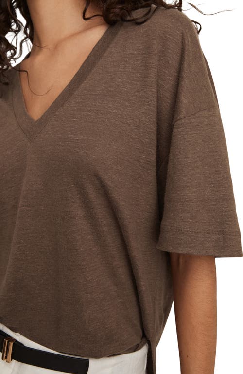 Reiss Ember Linen T-shirt In Brown
