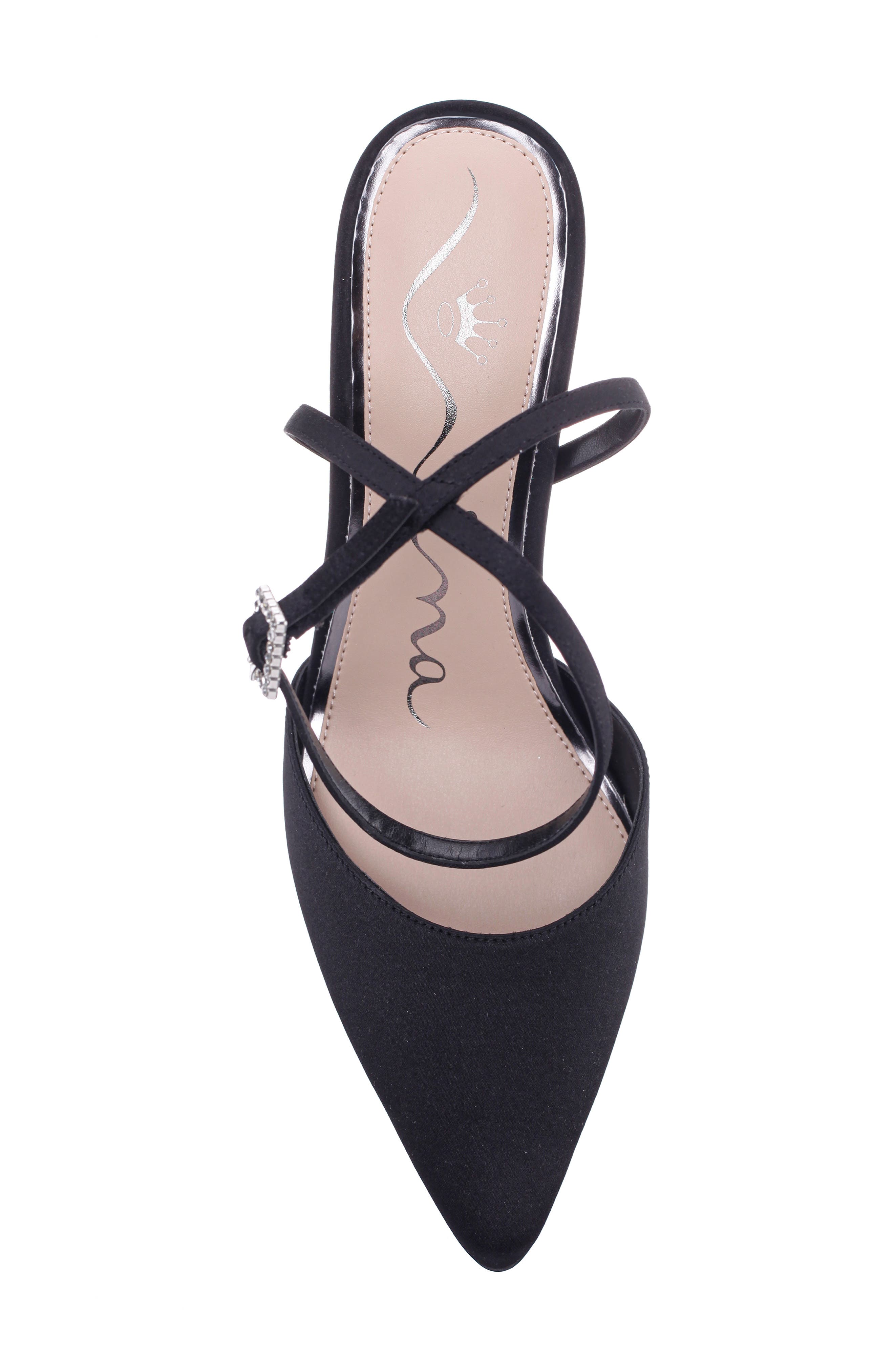 Nina Nasha Ankle Strap Pointed Toe Pump, Alternate, color, Black