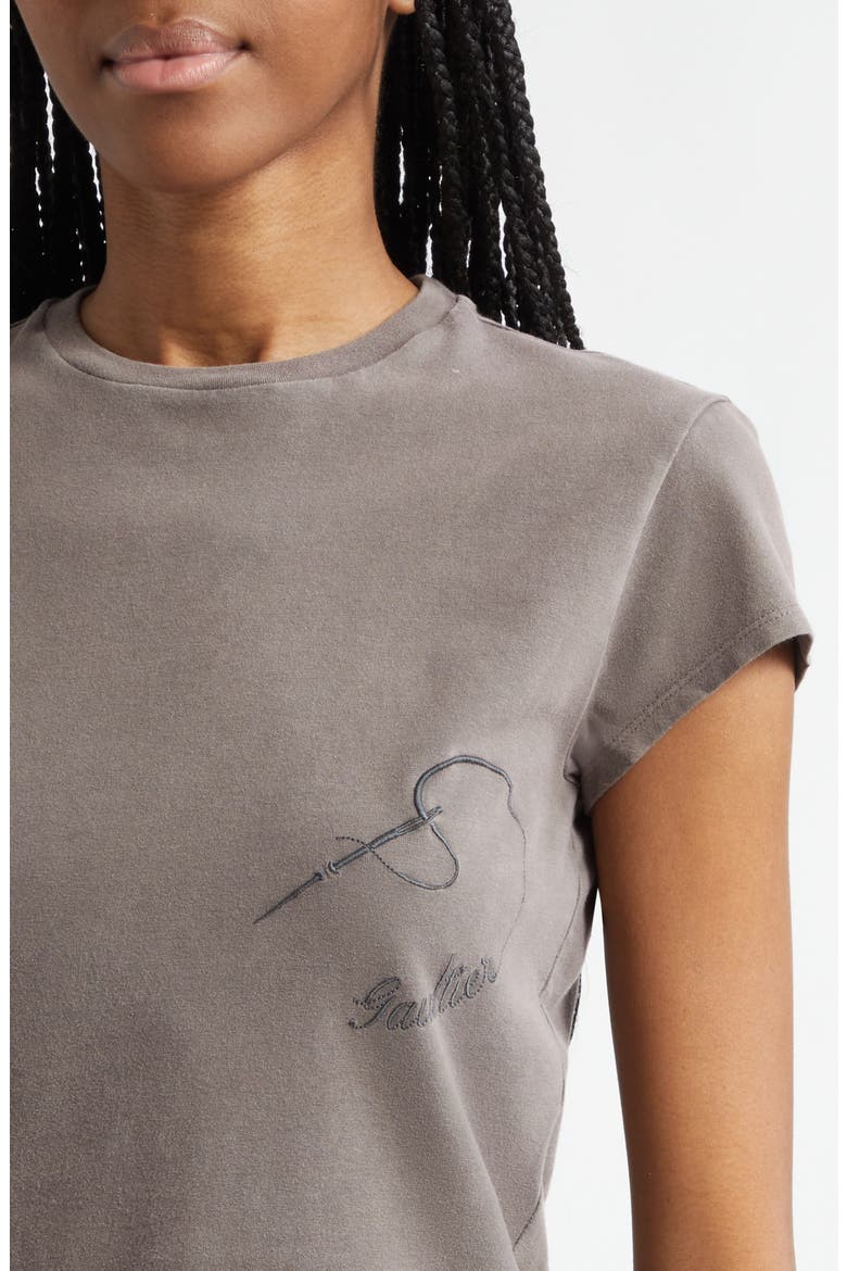 Needle Embroidery Stretch Organic Cotton Baby Tee, Alternate, color, DARK GREY
