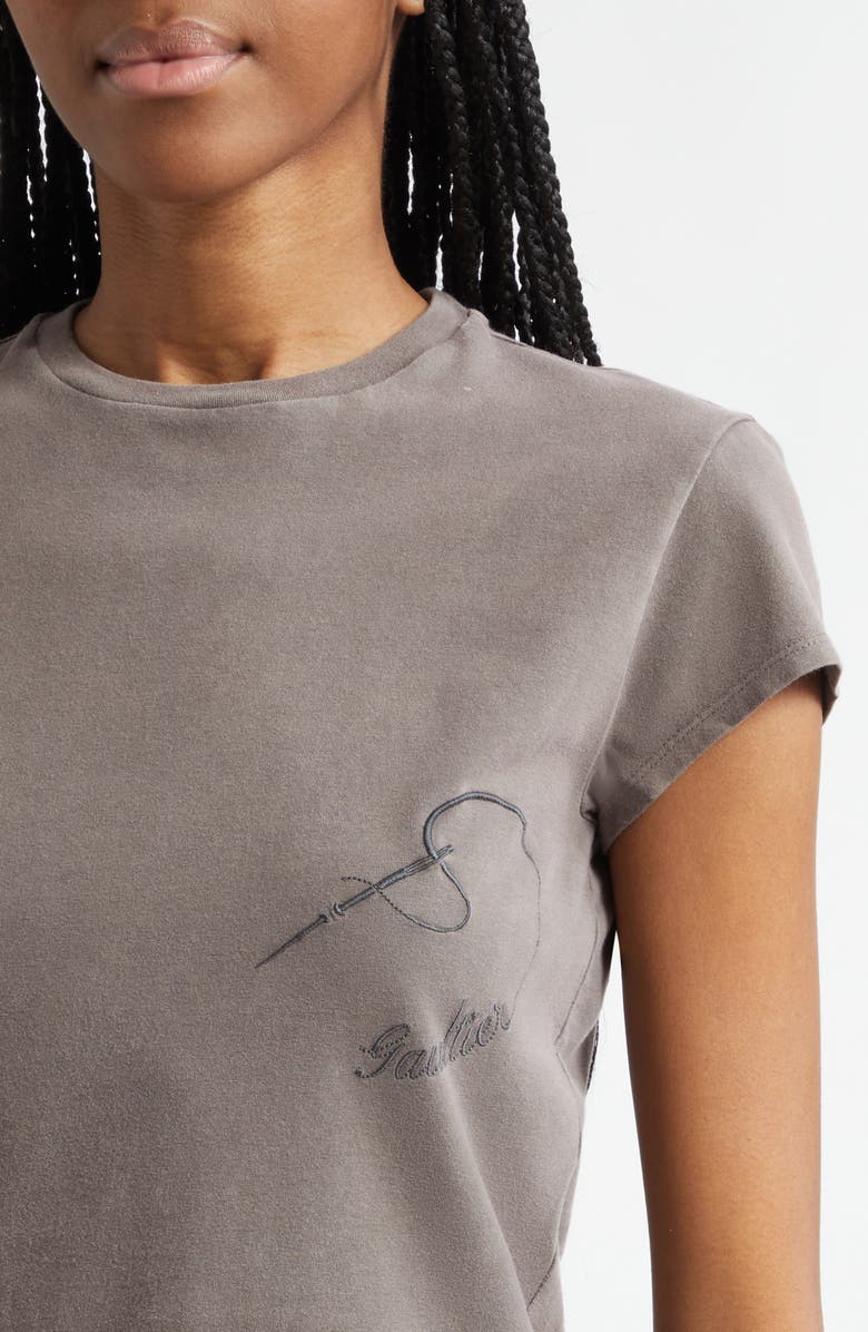 Jean Paul Gaultier Needle Embroidery Stretch Organic Cotton Baby Tee, Alternate, color, Dark Grey
