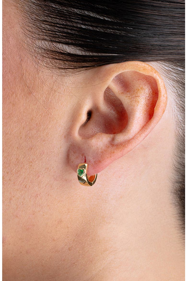 Signet Huggie Hoop Earrings, Alternate, color, GOLD