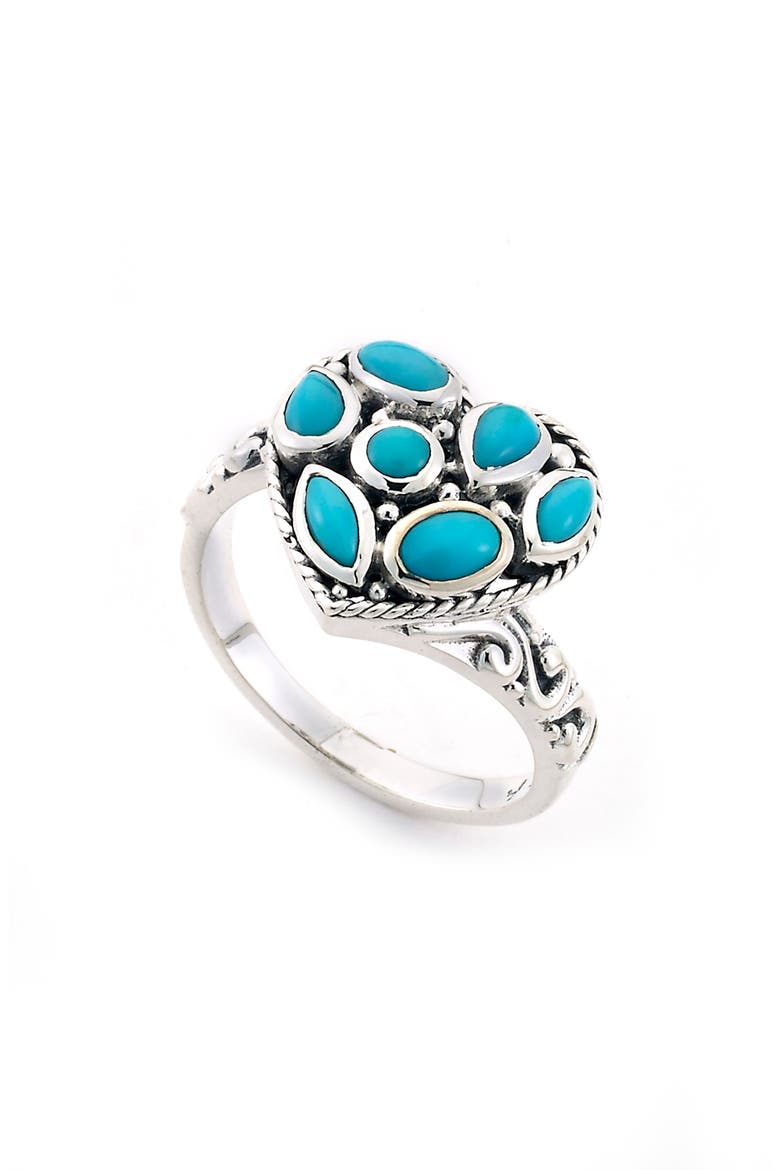 Sterling Silver Turquoise Heart Shape Ring, Main, color, TURQUOISE