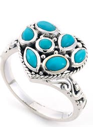 SAMUEL B. Sterling Silver Turquoise Heart Shape Ring