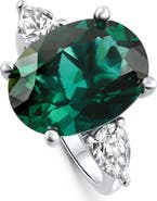 Bliss Diamond 16x12mm Emerald & 1Ct Pear Shape Diamond Ring 14k Gold Lab Grown