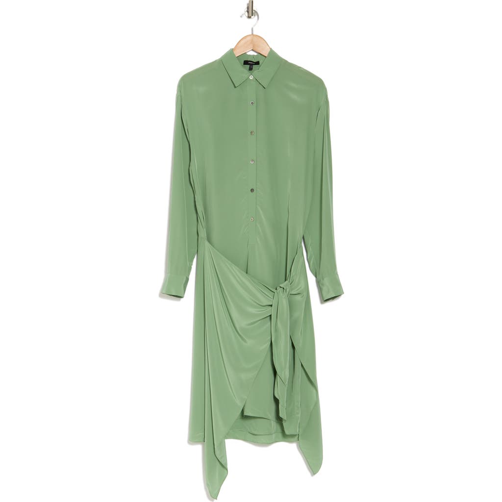 Theory Sarong Wrap-skirt Knee-length Shirtdress In Leaf