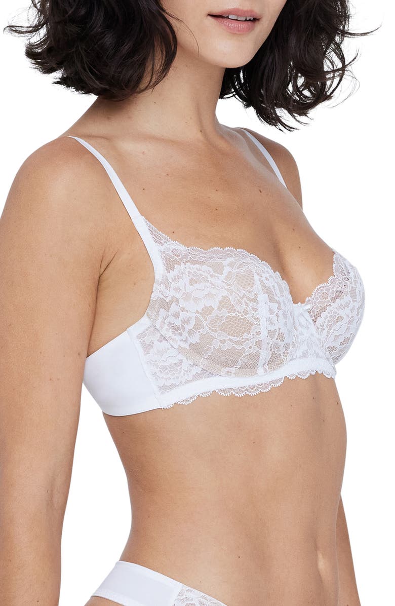 Skarlett Blue Minx Underwire Balconette T-Shirt Bra, Alternate, color, White/ Nyln