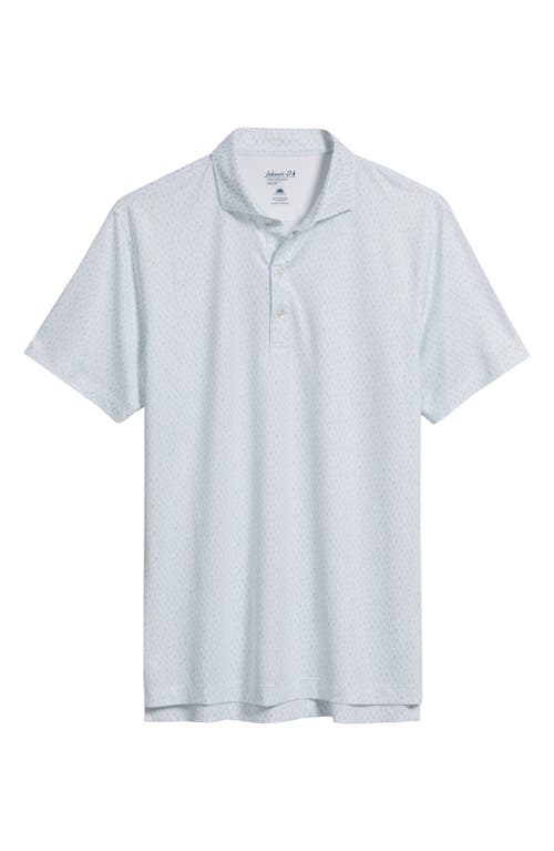 Johnnie-o Marina Palm Tree Print Performance Jersey Polo In Blue