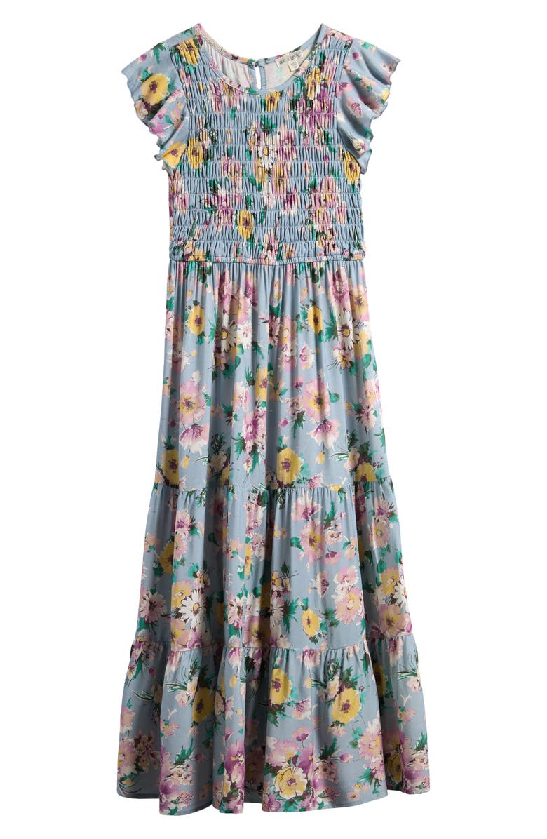 Ava & Yelly Kids' Floral Maxi Dress, Main, color, Grey