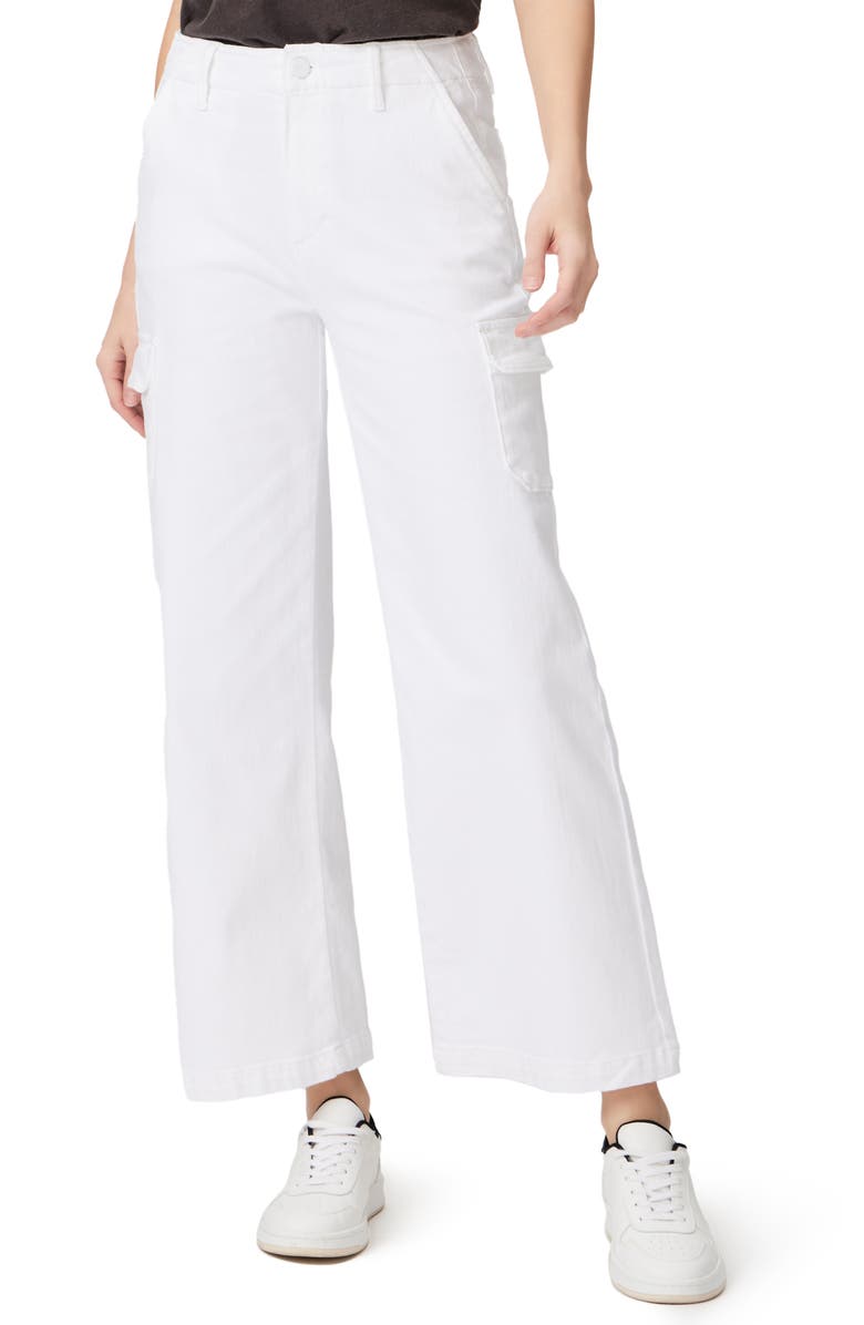 PAIGE Carly High Waist Ankle Wide Leg Cargo Pants, Main, color, Crisp White