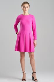 Natori Scuba Crepe L/S Pleated Dress