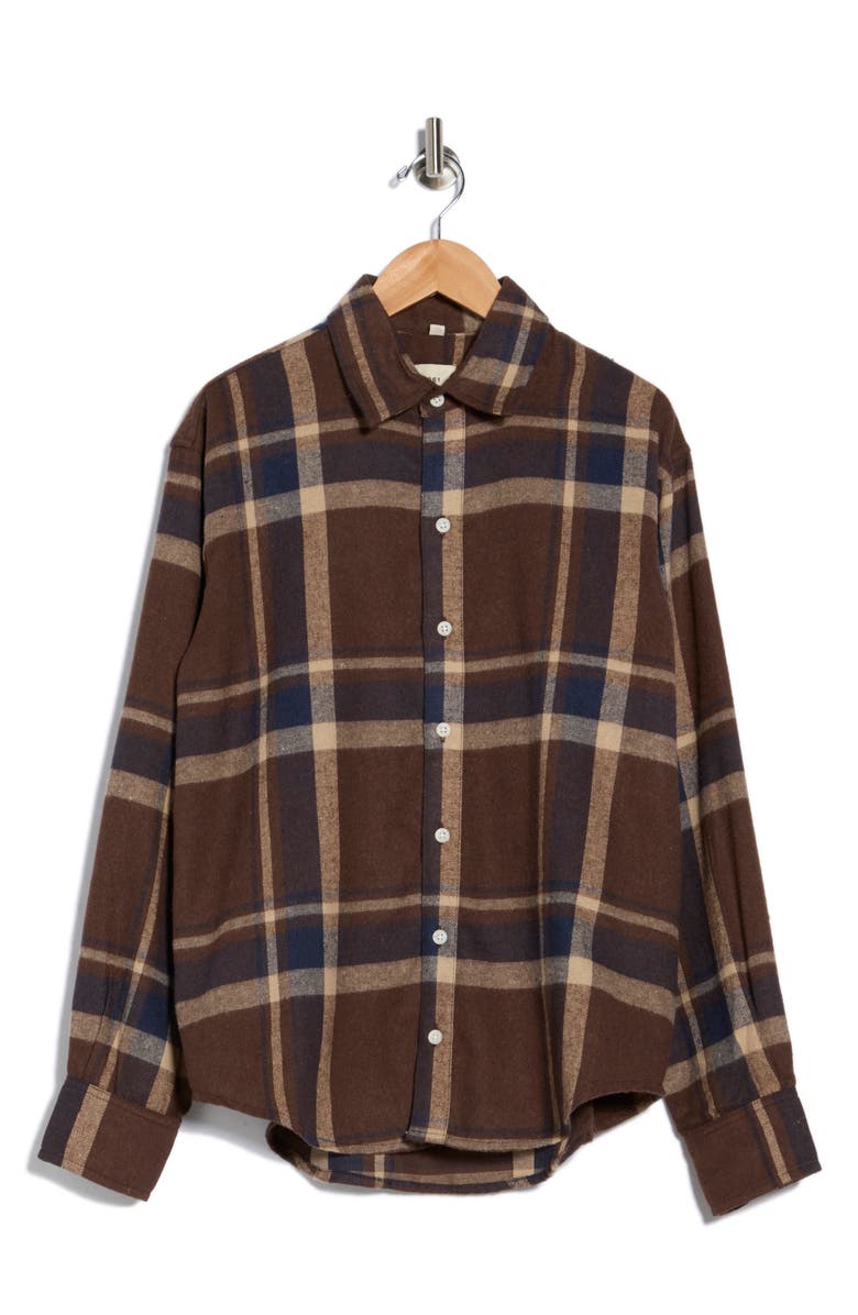 DL1961 Themla Oversize Plaid Flannel Button-Up Shirt, Alternate, color, Brown Plaid