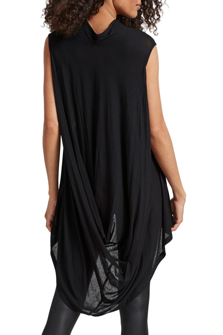 Ines Drape Sleeveless High-Low Tunic Top, Alternate, color, BLACK