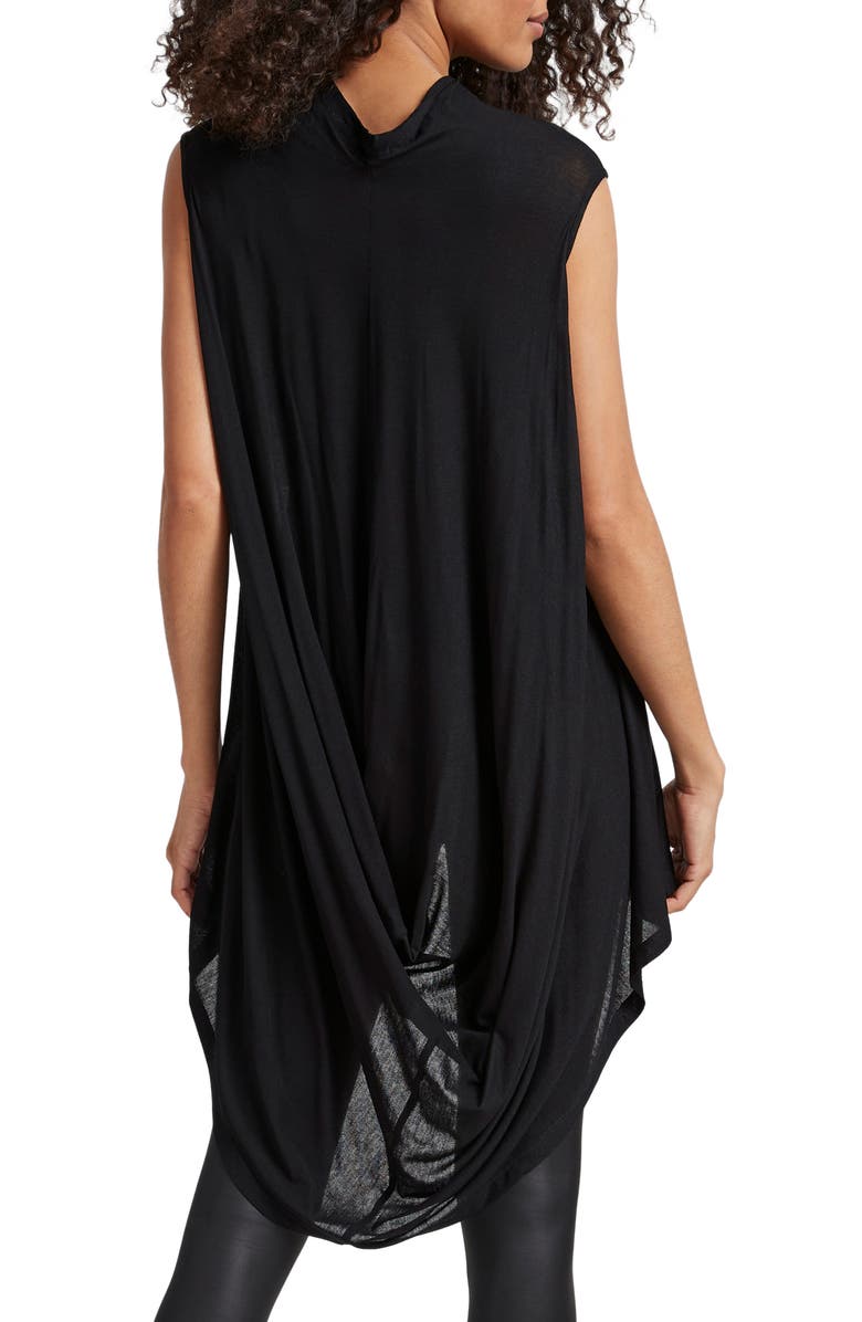 Marcella Ines Drape Sleeveless High-Low Tunic Top, Alternate, color, Black