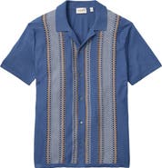 Bonobos Hudson Cabana Stripe Short Sleeve Cotton Button-Up Sweater