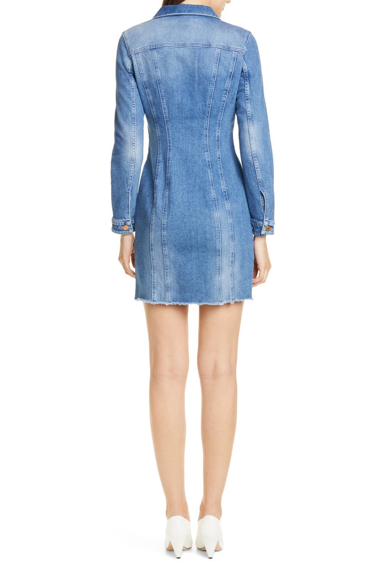 Long Sleeve Denim Minidress, Alternate, color, TURQUOISE/ AQUA