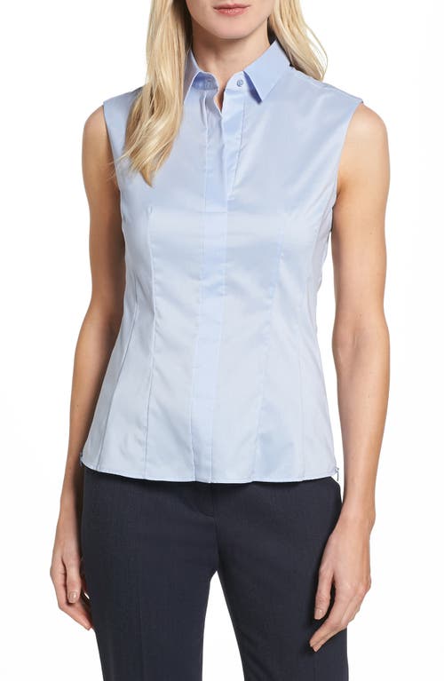 Hugo Boss Boss Bashiva Stretch Poplin Blouse In Blue