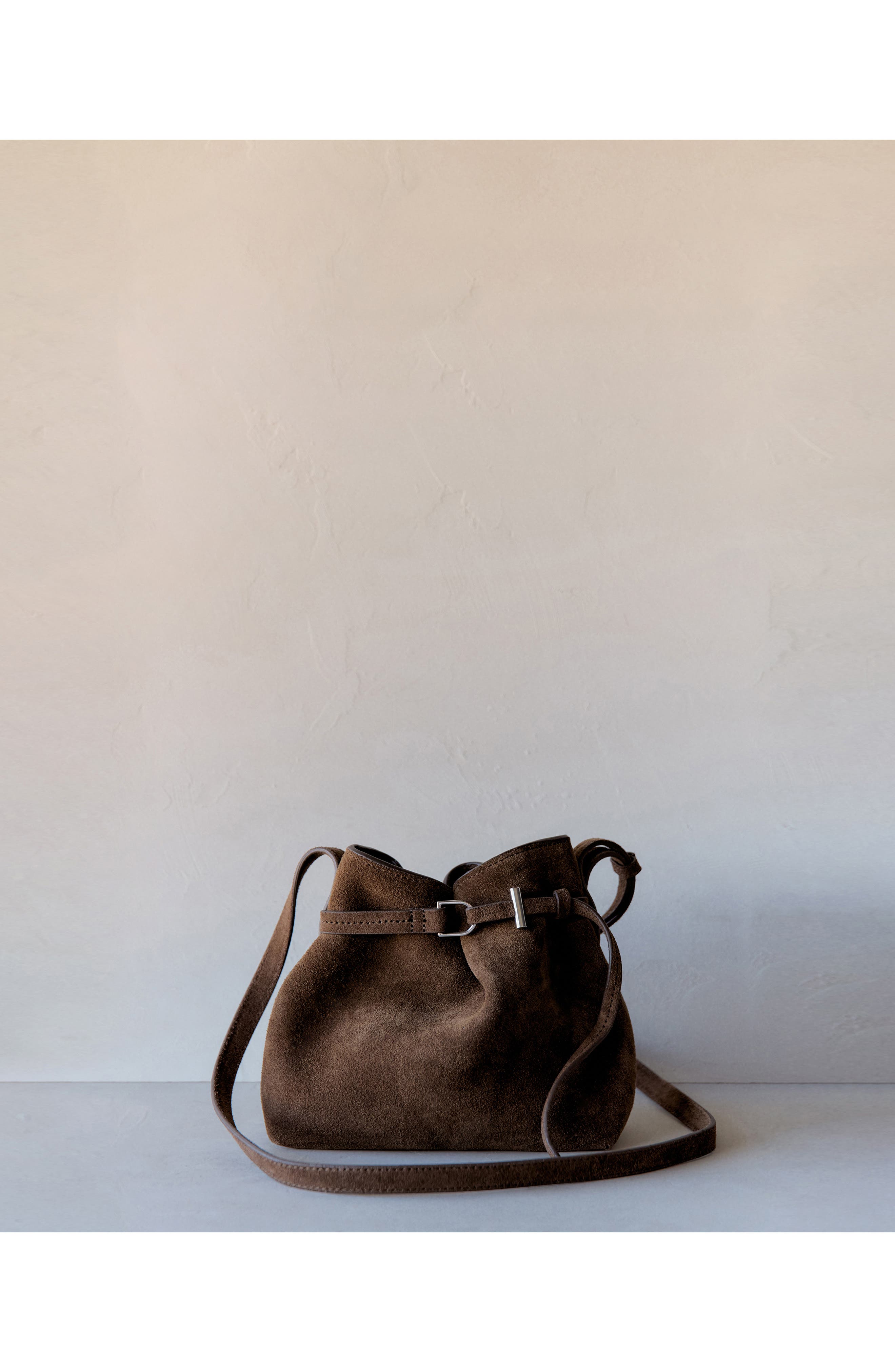 MANGO Suede Buckle Shoulder Bag, Alternate, color, 