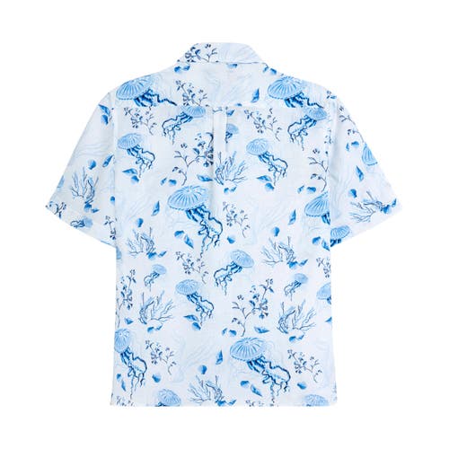 Vilebrequin Bowling Linen Shirt Medusa And Shells In White