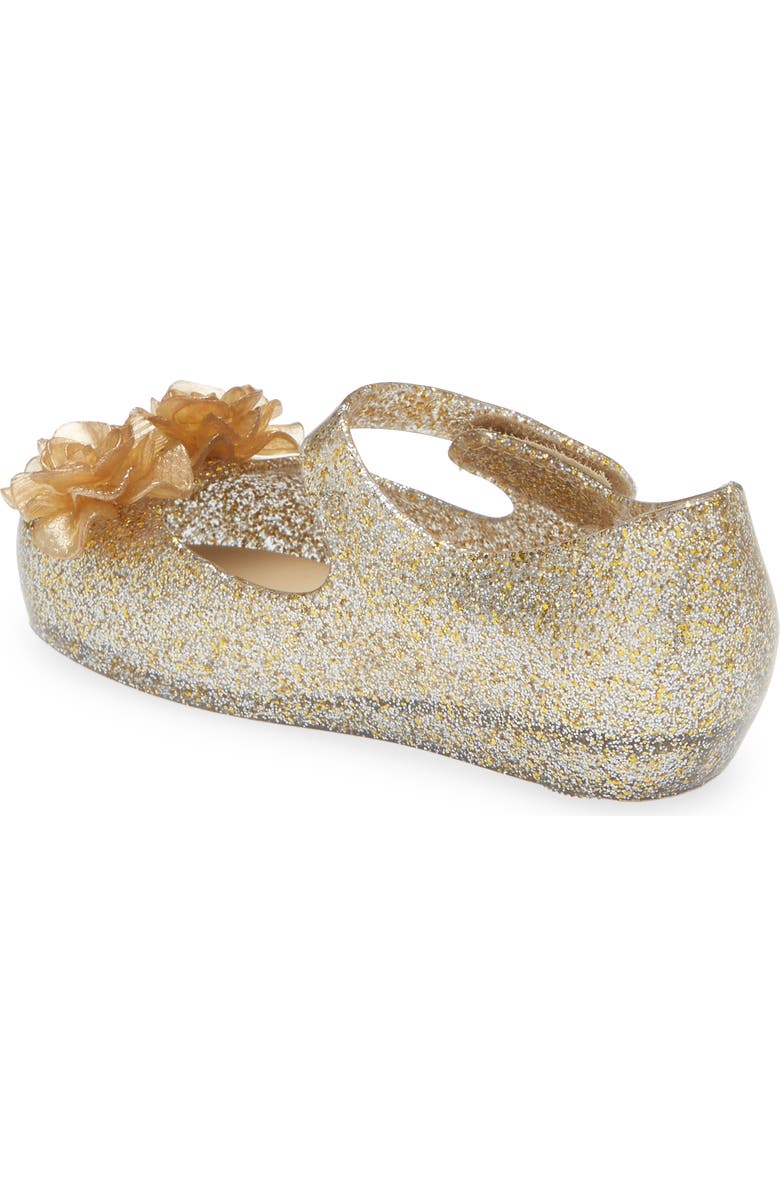 Melissa Mini Ultragirl Garden Mary Jane Flat, Alternate, color, Clear Glitter Gold